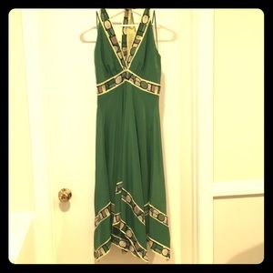 Kelly green silk halter dress